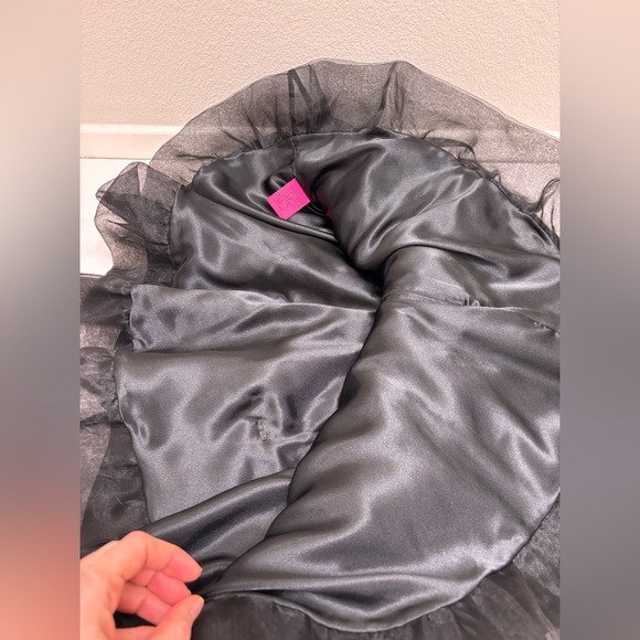 Betsey Johnson sequin tulle‎ black 80s strapless mini dress size 0 prom Y2K - Picture 11 of 16